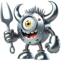 AI generated funny metal monster character png