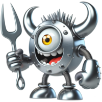 ai gerado engraçado metal monstro personagem png