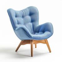 AI generated Blue Modern Armchair Isolated for Interior Design photo