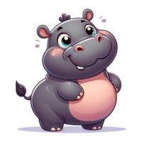 ai gerado adorável hipopótamo desenho animado png