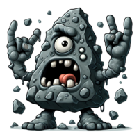 AI generated monster cartoon character of stone png