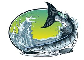 Barracuda Fish Design in Vintage Style vector