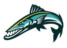 Jumping Barracuda Fish Mascot Cartoon vector