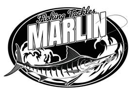 Big Marlin Fishing Vintage Shirt Design Black and White vector