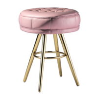 ai généré rose cuir tabouret avec d'or jambes isolé sur transparent Contexte png