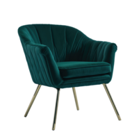 AI generated Modern green velvet armchair  isolated on transparent background png