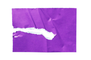 Ripped purple paper isolated on transparent background, torn paper png