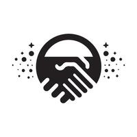 simple logo with a black and white handshake vector