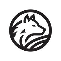minimalista negro y blanco lobo logo vector