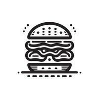 sencillo negro y blanco hamburguesa logo vector