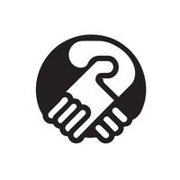 simple logo with a black and white handshake vector