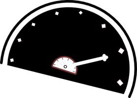 a speedometer with a red arrow pointing to the left vector