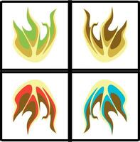 cuatro diferente de colores llamas con diferente diseños vector