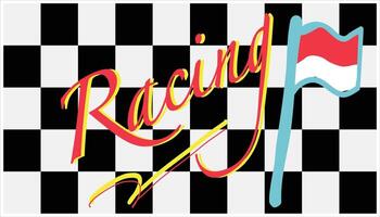 Racing sign on checkered flag background. Vector illustration. resources graphic background element design. Vector illustration with a racing sports theme