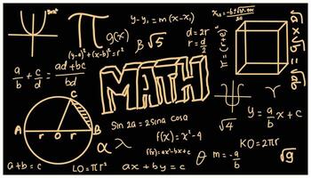 Mathematical formulas on a blackboard, vector art illustration. Symbol design icon graphic element resources. Vector illustration with an educational theme