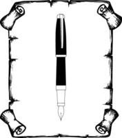 a pen and scroll on a white background vector