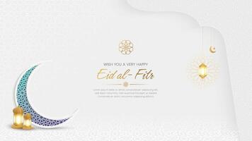 Eid al Fitr ornamental greeting card background with Arabic pattern and decorative ornaments vector