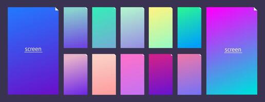 Soft pastel gradient smooth and vibrant color background set for devices, pc and modern smartphone screen soft pastel color backgrounds vector ux and ui design illustration