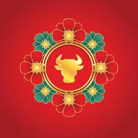 Chinese Happy new year . Happy new year. Year of the Ox Poster. vector