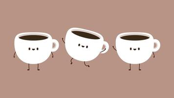 Coffee cup and Sugar cube character design. cartoon vector. vector