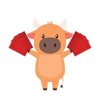 Chinese Happy new year. Happy new year. Year of the Ox. Ox cartoon vector. Ox character design. vector