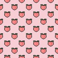 Pixel Peach Seamless Pattern vector illustration