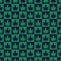 Cannabis Leaves Checked Seamless Pattern vector illustration
