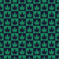 Cannabis Leaves Checked Seamless Pattern vector illustration