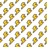 Pixel Yellow Thunder Seamless Pattern vector illustration