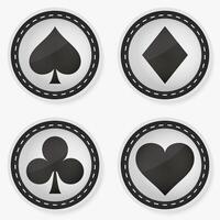 Grey Casino Chips with Card Suits vector set