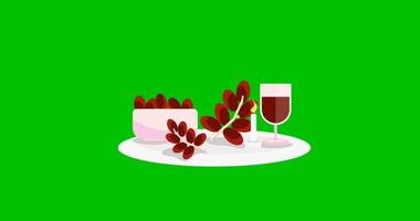 Ramadan food animation on a green background video