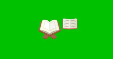 Reading Quran icon animation  on green background video