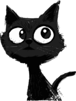 Kitten black drawing holiday decoration. png