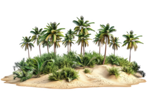 AI generated Sand tropical island with palm trees png