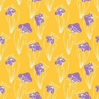 Seamless floral pattern in vintage style. Silhouette of narcissus flower on yellow background for wrapping paper, background, textiles. Spring and summer collection vector