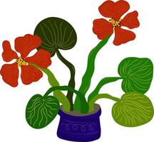 a flower pot with red flowers vector