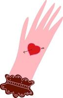 a hand with a heart on it vector