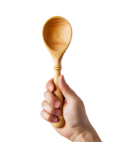 AI generated Hand Holding Wooden Spoon on Transparent Background png