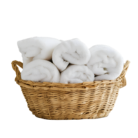 AI generated Fresh Towels in Basket on clear Background png