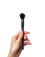 AI generated Beauty Concept Hand with Makeup Brush on Clear Background png