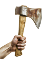 AI generated Closeup of Axe Grip in Hand on Isolated Background png