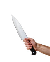 ai generado cocina concepto mano con del chef cuchillo en claro antecedentes png