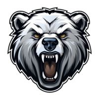 Collection of Angry Roaring Bear Head Logo Designs Isolated png