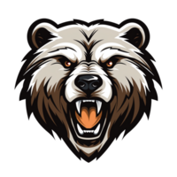 Collection of Angry Roaring Bear Head Logo Designs Isolated png