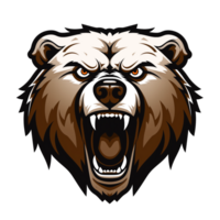 Collection of Angry Roaring Bear Head Logo Designs Isolated png