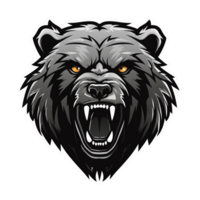 Collection of Angry Roaring Bear Head Logo Designs Isolated png