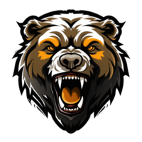 Collection of Angry Roaring Bear Head Logo Designs Isolated png