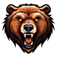 Collection of Angry Roaring Bear Head Logo Designs Isolated png