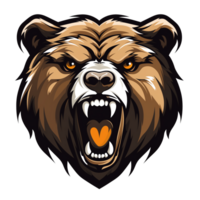 Collection of Angry Roaring Bear Head Logo Designs Isolated png