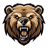 Collection of Angry Roaring Bear Head Logo Designs Isolated png